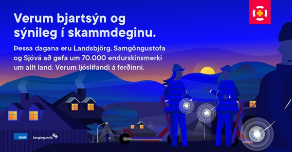 Landsbjörg, Sjóvá og Samgöngustofa gefa 70 þúsund endurskinsmerki